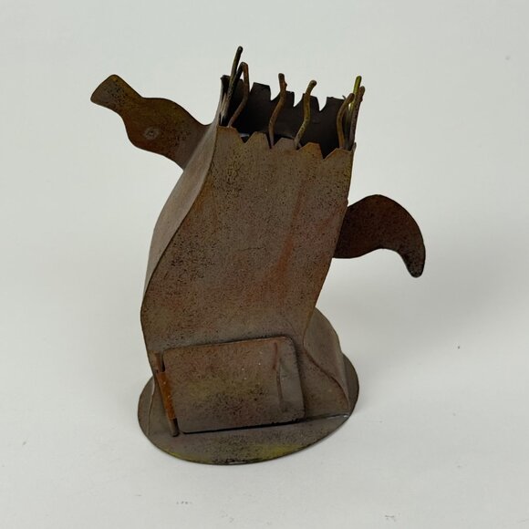 Metal Halloween Ghost Tea-Light Holder Brown Rustic Decor - Picture 3 of 6